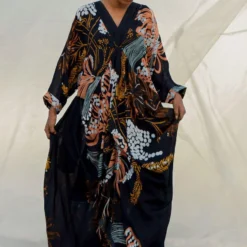 Bennch Black Window Leaf Printed Kaftan -Deals Drapizia Store 8323be22 3