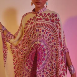 SVA Ivory Printed Slit Kaftan & Pants 7 SVA Ivory Printed Slit Kaftan & Pants -Deals Drapizia Store 84sv6 3