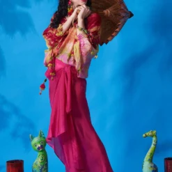 CAPISVIRLEO Pink & Orange Flared Top -Deals Drapizia Store 88cap6 3