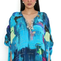 Payal Singhal Teal Painterly Printed Embroidered Kaftan -Deals Drapizia Store 8923ps17 4