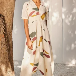 Khara Kapas Ecru Terracotta Print Jumpsuit