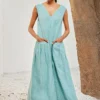 Khara Kapas Sage Blue Linen Jumpsuit -Deals Drapizia Store 91023kk44 1