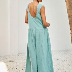 Khara Kapas Sage Blue Linen Jumpsuit -Deals Drapizia Store 91023kk44 4