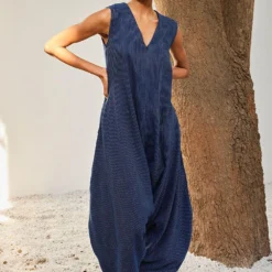 Khara Kapas Navy Blue Striped Jumpsuit -Deals Drapizia Store 91023kk48 2