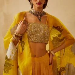Bhumika Sharma Yellow Dahlia Lehenga & Cape Set -Deals Drapizia Store 911bs11 3 1