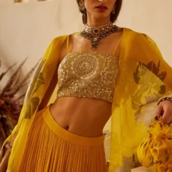 Bhumika Sharma Yellow Dahlia Lehenga & Cape Set -Deals Drapizia Store 911bs11 4 1