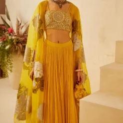 Bhumika Sharma Yellow Dahlia Lehenga & Cape Set -Deals Drapizia Store 911bs11 5 1