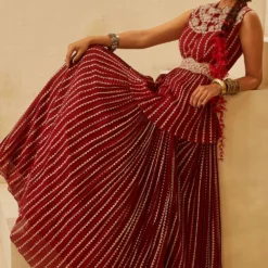 Bhumika Sharma Red Georgette Printed Peplum & Lehenga Set -Deals Drapizia Store 911bs2 3