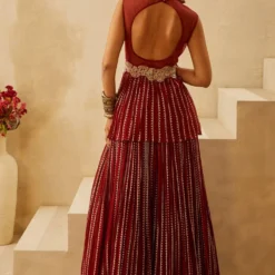 Bhumika Sharma Red Georgette Printed Peplum & Lehenga Set -Deals Drapizia Store 911bs2 5