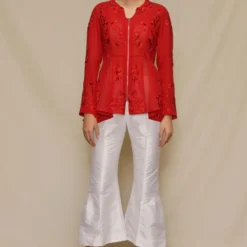 Shriya Som Red Full Sleeves Godet Top