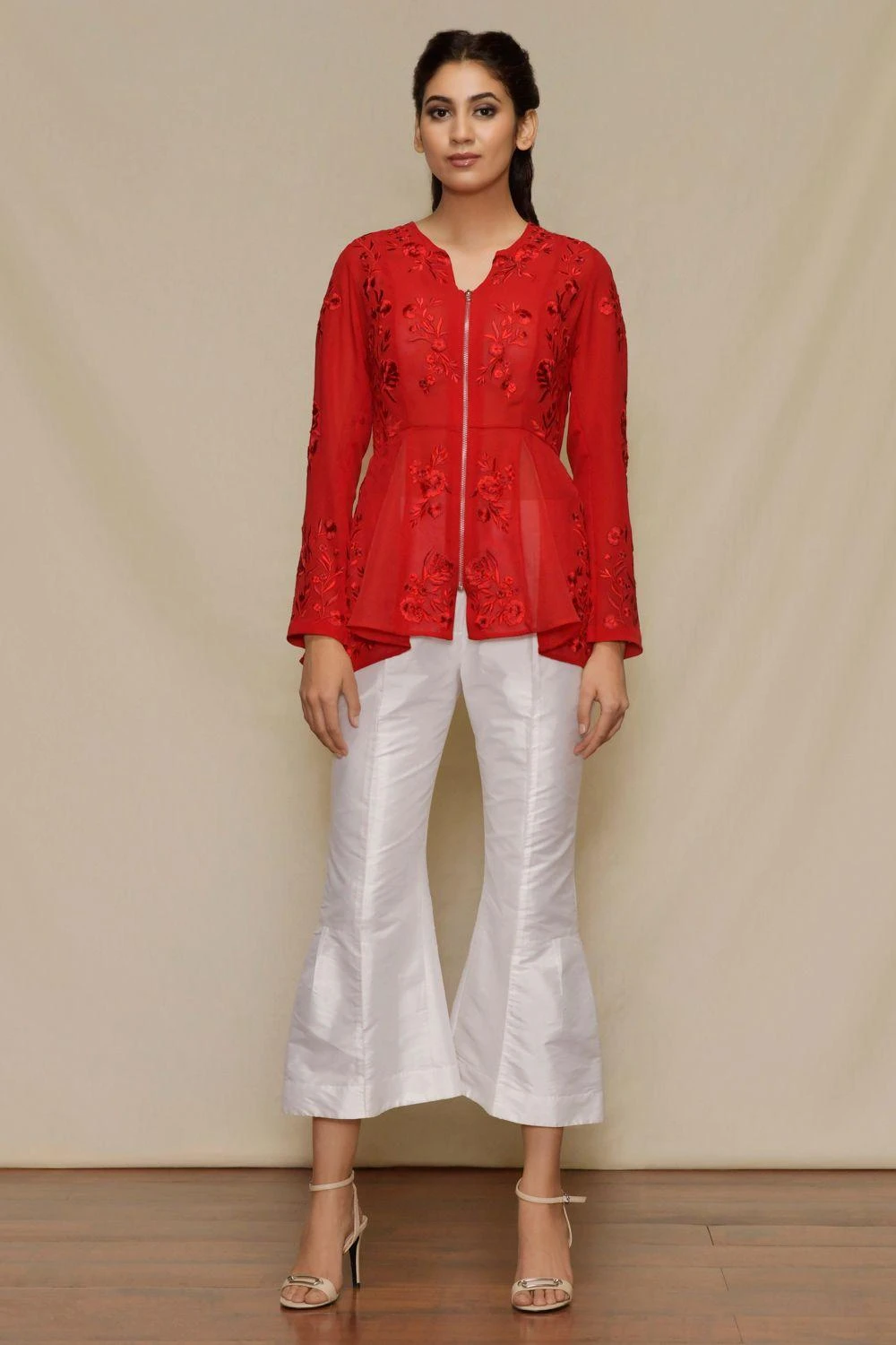 Shriya Som Red Full Sleeves Godet Top 3 Shriya Som Red Full Sleeves Godet Top