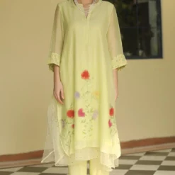 Begum Pret Mint Green Kurta Set With Applique Details