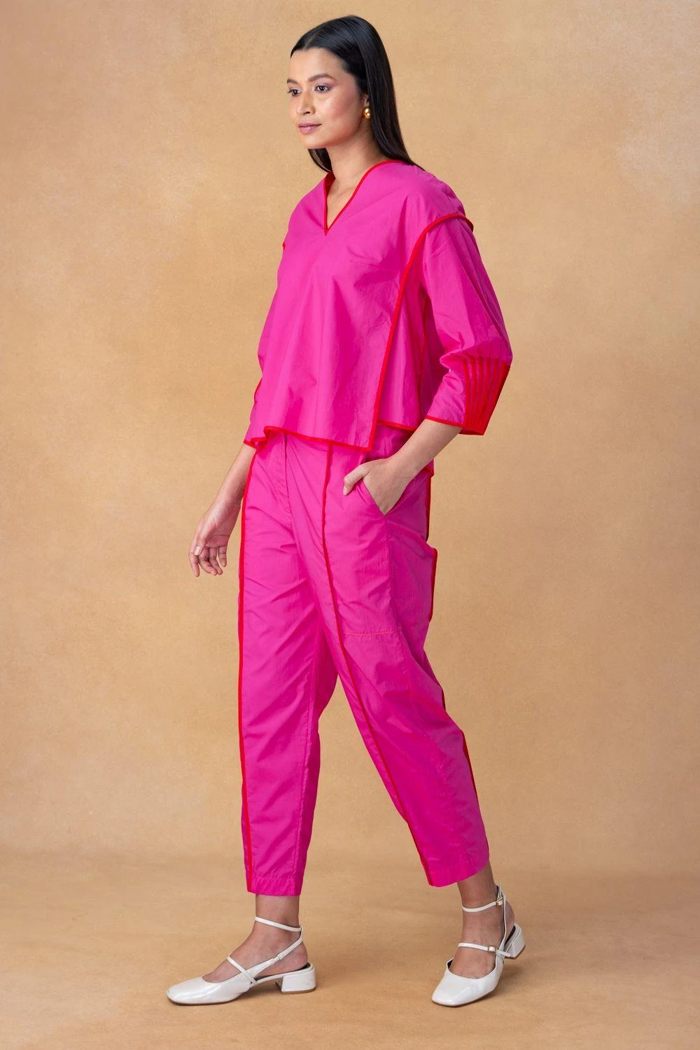 Bodice Hot Pink V-neck Top 4 Bodice Hot Pink V-neck Top - Image 2