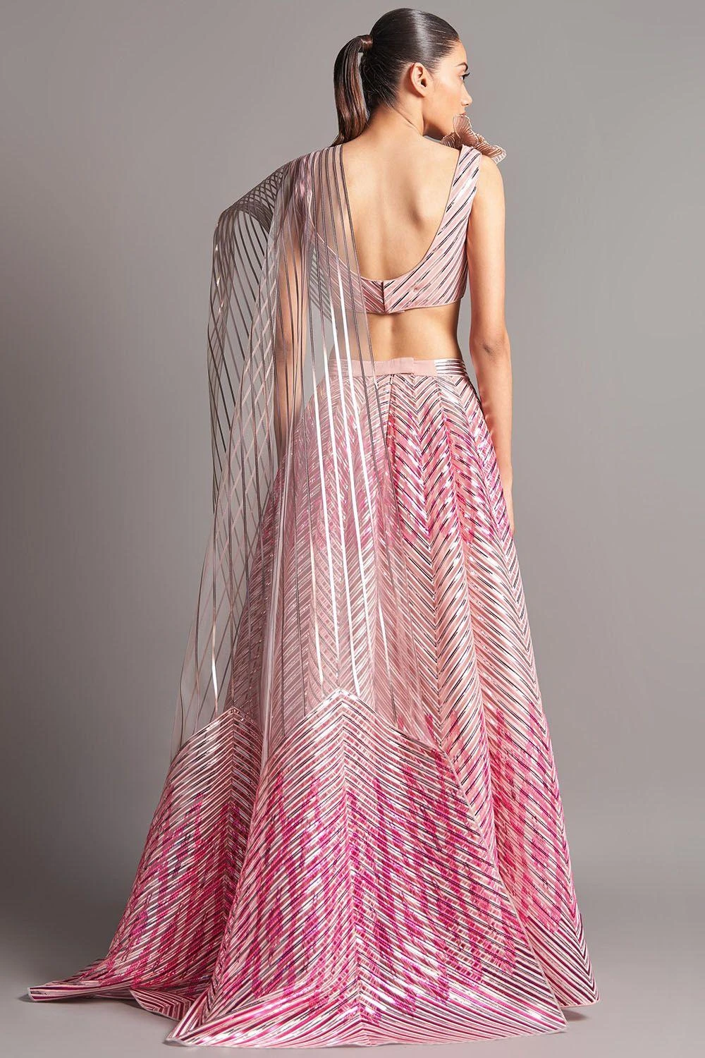 Amit Aggarwal Blush Metallic Winged Lehenga 5 Amit Aggarwal Blush Metallic Winged Lehenga - Image 3