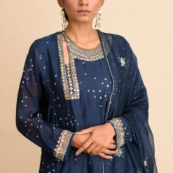 Tilla Indigo Blue Silk Cotton Kurta -Deals Drapizia Store afghanikurta 3