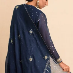 Tilla Indigo Blue Silk Cotton Kurta -Deals Drapizia Store afghanikurta 5