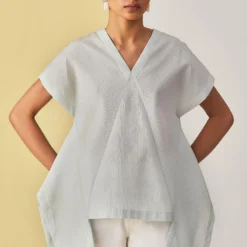 Alamelu Ivory Textured Short Top