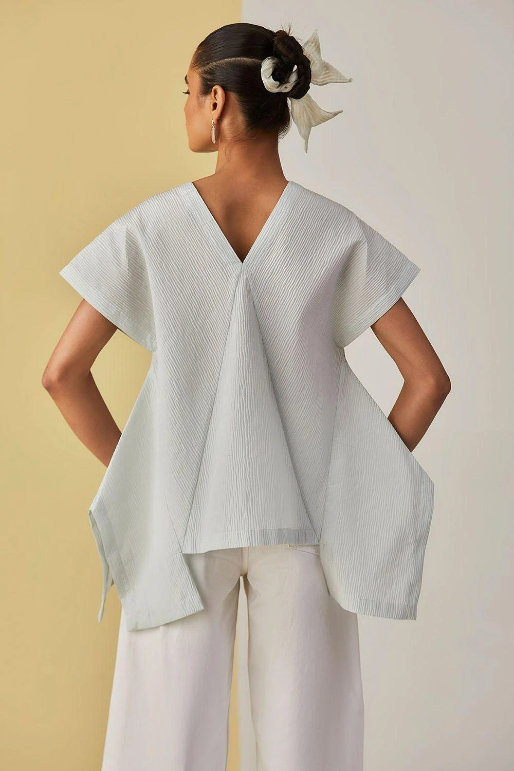 Alamelu Ivory Textured Short Top 5 Alamelu Ivory Textured Short Top - Image 3