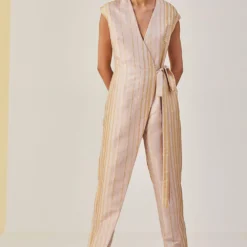 Alamelu Striped Sleeveless Jumpsuit