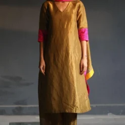 Shorshe Handloom Antique Gold Tissue Kurta Set