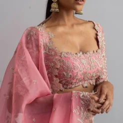 Anushree Reddy Rose Pink Organza Lehenga Set -Deals Drapizia Store ar008 5