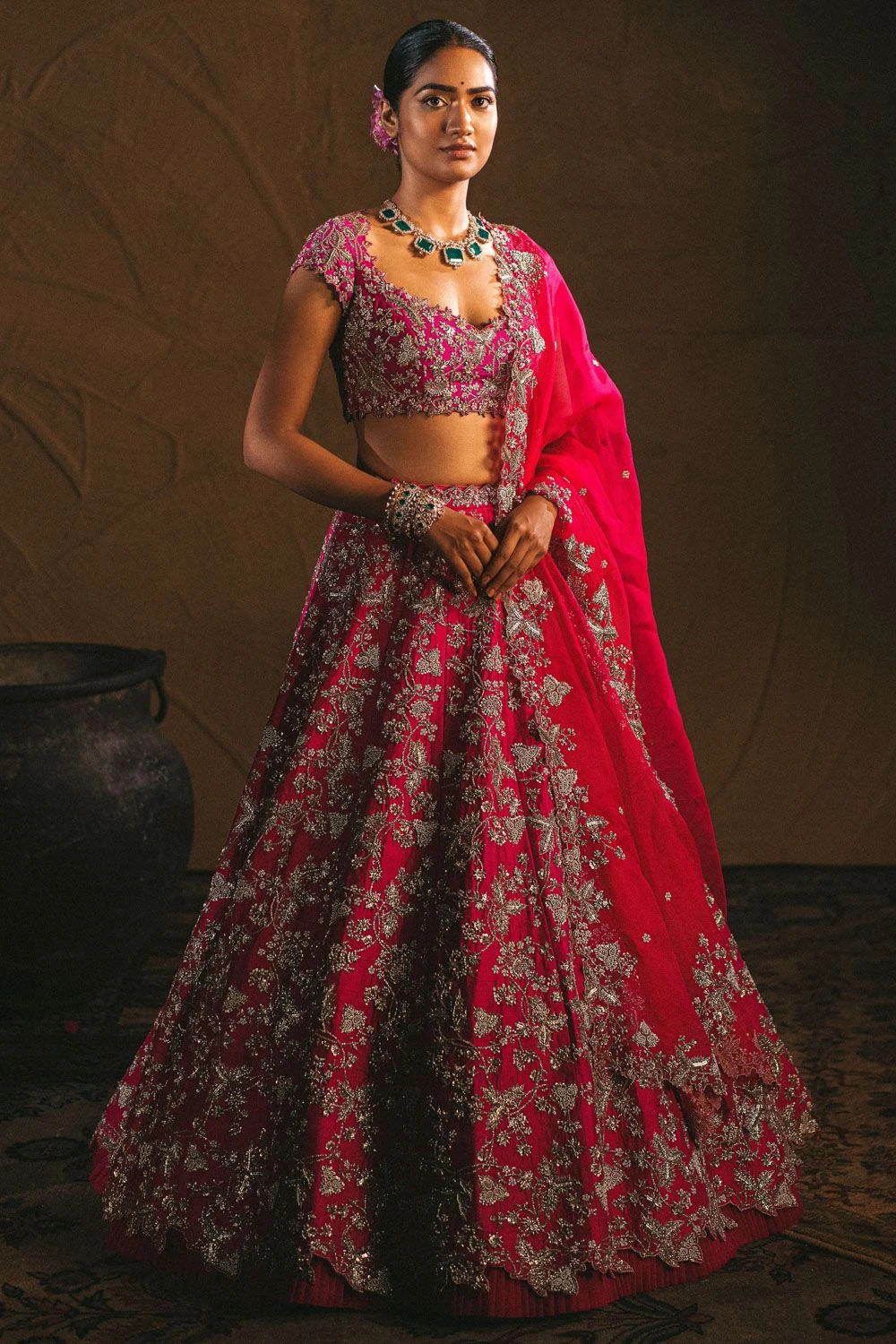 Anushree Reddy Pink Organza Heavy Embroidered Lehenga Set 3 Anushree Reddy Pink Organza Heavy Embroidered Lehenga Set