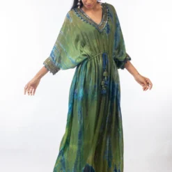 CAPISVIRLEO Moss Green Embellished Kaftan