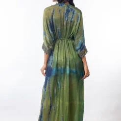 CAPISVIRLEO Moss Green Embellished Kaftan -Deals Drapizia Store capo12 4