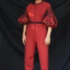 Chandrima Red Cotton Cordwork Jumpsuit -Deals Drapizia Store cfw20js05 1