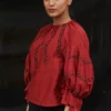 Chandrima Red Chanderi Cordwork Top
