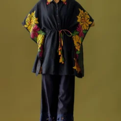 Chandrima Indigo Beadwork Kaftan Shirt