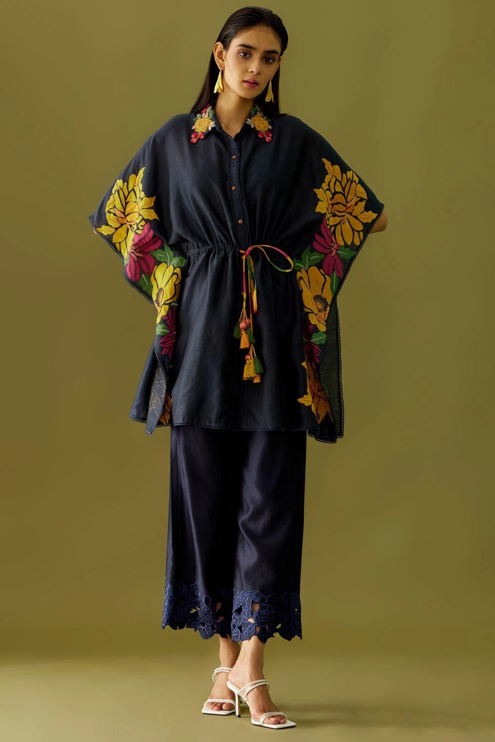 Chandrima Indigo Beadwork Kaftan Shirt 3 Chandrima Indigo Beadwork Kaftan Shirt