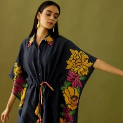 Chandrima Indigo Beadwork Kaftan Shirt 9 Chandrima Indigo Beadwork Kaftan Shirt -Deals Drapizia Store ch1112 3