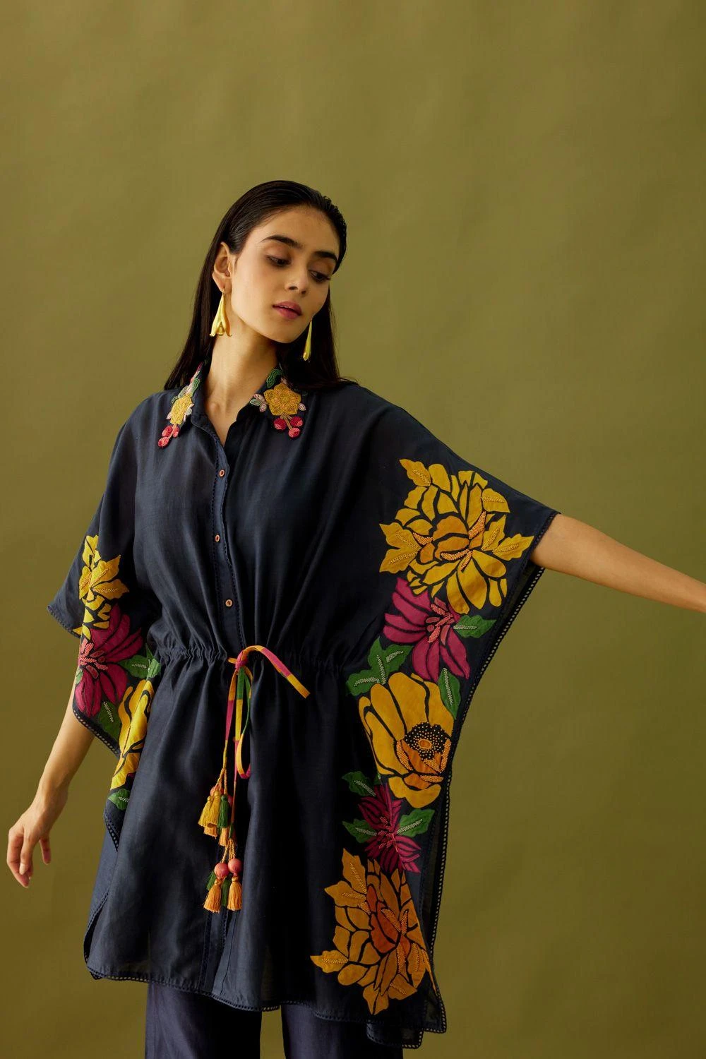 Chandrima Indigo Beadwork Kaftan Shirt 5 Chandrima Indigo Beadwork Kaftan Shirt - Image 3