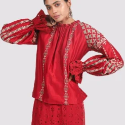Chandrima Red Chanderi Top -Deals Drapizia Store css20t09 3 1