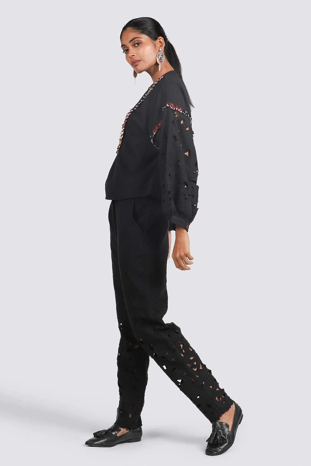 Chandrima Black Cutwork Top 4 Chandrima Black Cutwork Top - Image 2