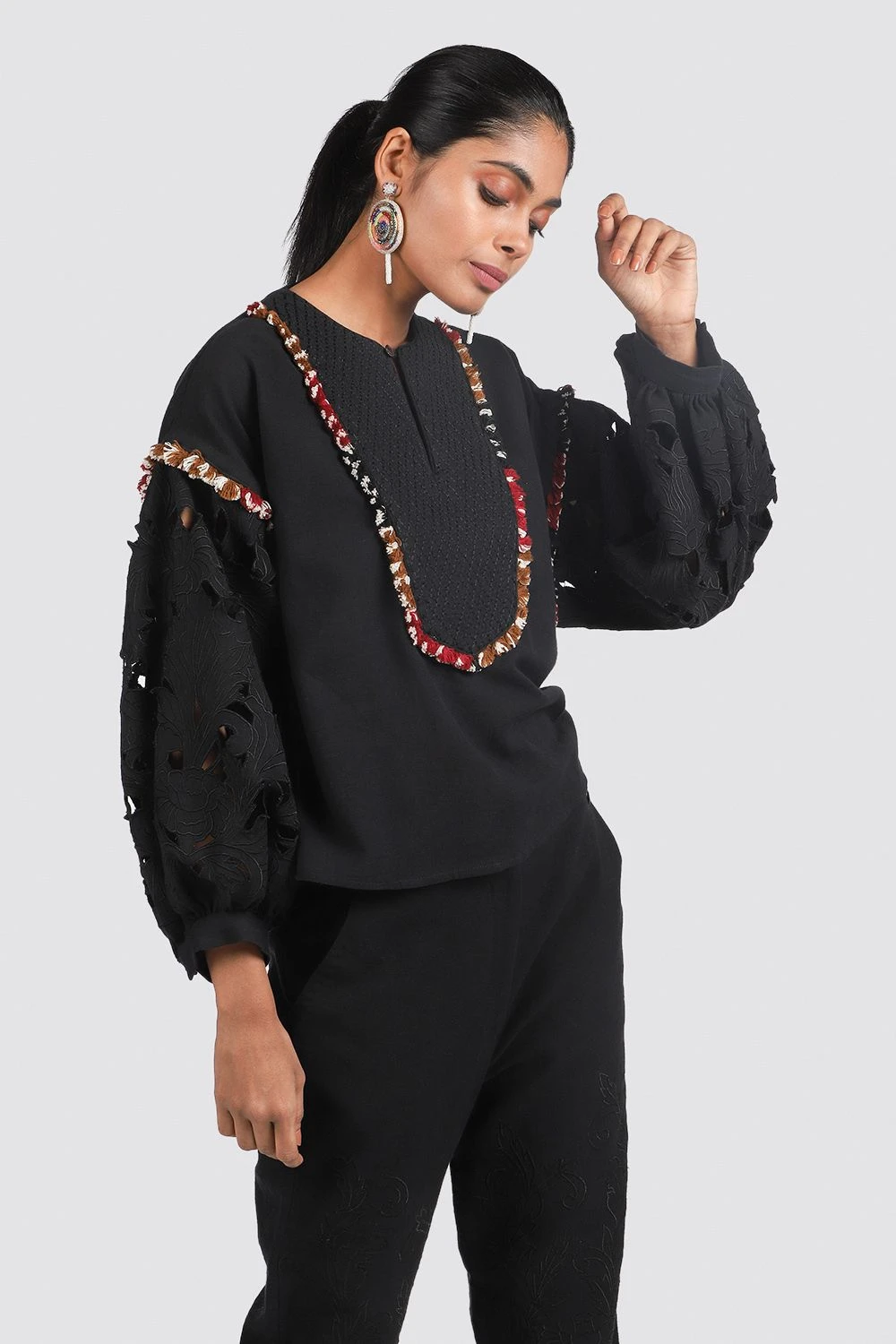Chandrima Black Cutwork Top 6 Chandrima Black Cutwork Top - Image 4