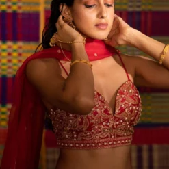 Deep Thee Red Hand Embroidered Kalidar Lehenga Set -Deals Drapizia Store dp ahl 08 3