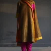 Shorshe Handloom Gold Tissue Kurta & Pink Silk Pants -Deals Drapizia Store fbgldtsu set 1