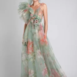 Gauri & Nainika Ruffled Romper With Frill Flower Detail