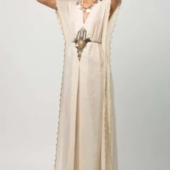 Heirloom By Rara Avis Ivory Hamsa Tie Up Kaftan