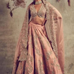 Jayanti Reddy Peach Embroidered Lehenga Set