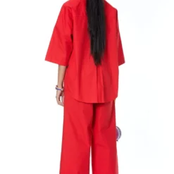 Kanika Goyal Label Red Faux Leather Applique Shirt -Deals Drapizia Store kgsc220921 3