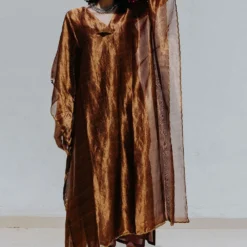 Mimamsaa Rose Gold Tissue Silk Kaftan -Deals Drapizia Store mim01404 4