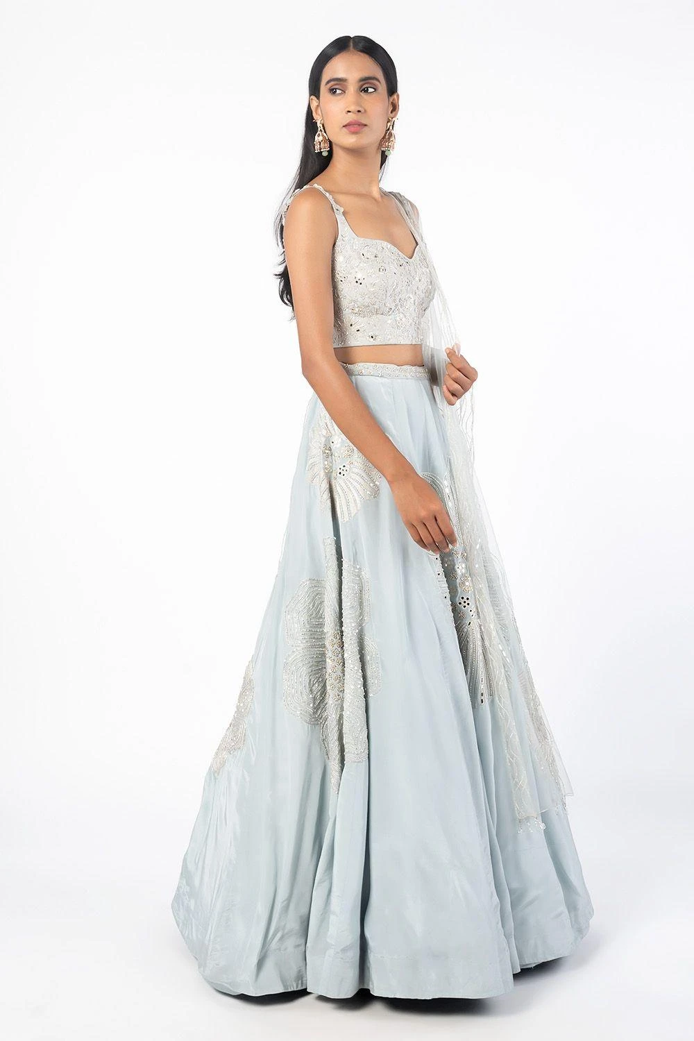 Mishru Powder Blue Embroidered Lehenga Set 4 Mishru Powder Blue Embroidered Lehenga Set - Image 2