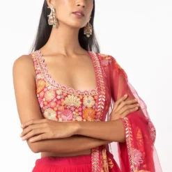 Mishru Pink Floral Embroidered Lehenga Set -Deals Drapizia Store mish12 4