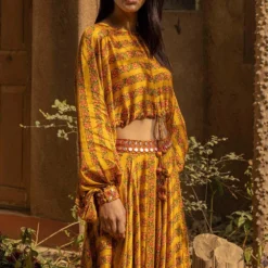 Punit Balana Mustard Printed Embellished Top & Skirt Set -Deals Drapizia Store pbmr 43 4