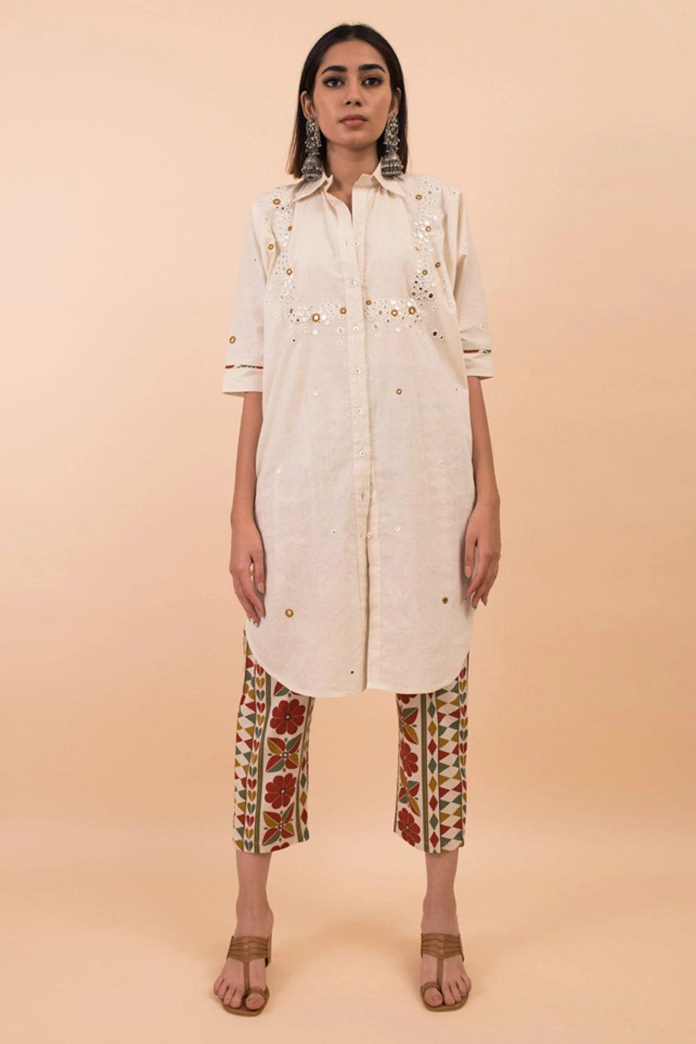 Pooja Keyur Off White Long Shirt 3 Pooja Keyur Off White Long Shirt