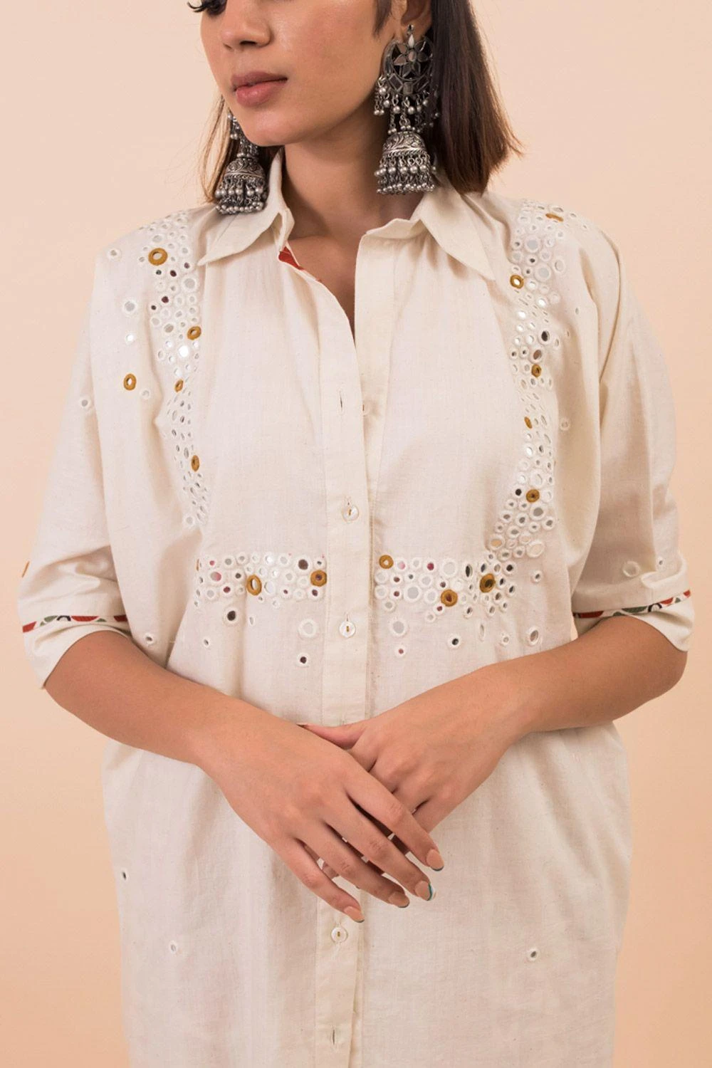 Pooja Keyur Off White Long Shirt 4 Pooja Keyur Off White Long Shirt - Image 2