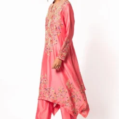 Petticoat Lane By Divya Pink Floral Embroidered Asymmetric Kurta Set -Deals Drapizia Store pl0708 3